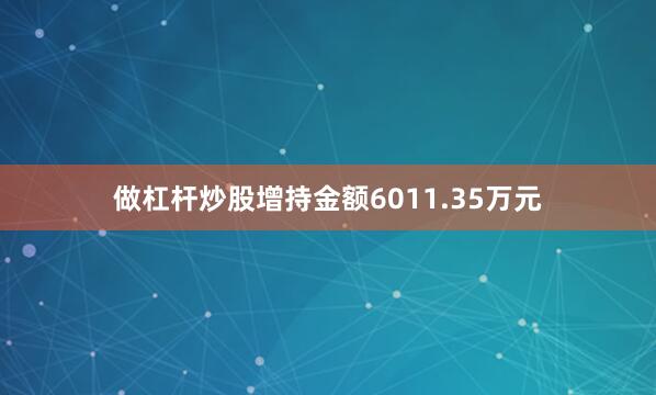 做杠杆炒股增持金额6011.35万元