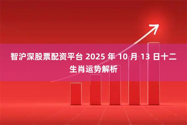 智沪深股票配资平台 2025 年 10 月 13 日十二生肖运势解析